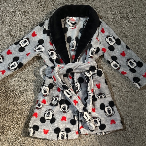Disney | Pajamas | Disney Mickey Mouse Kids Robe Gray And Red | Poshmark
